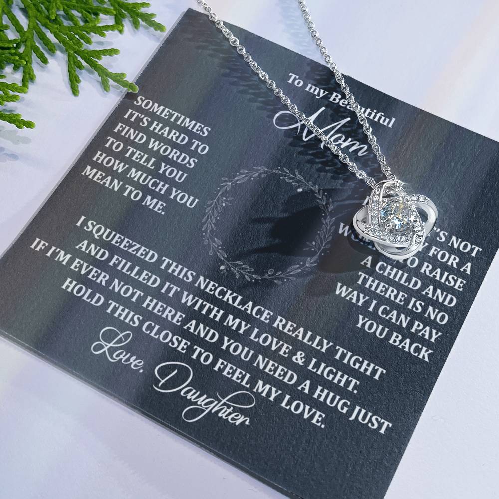 To My Beautiful Mom Necklace Gift From Daughter, Jewelry For Women Pay you Back