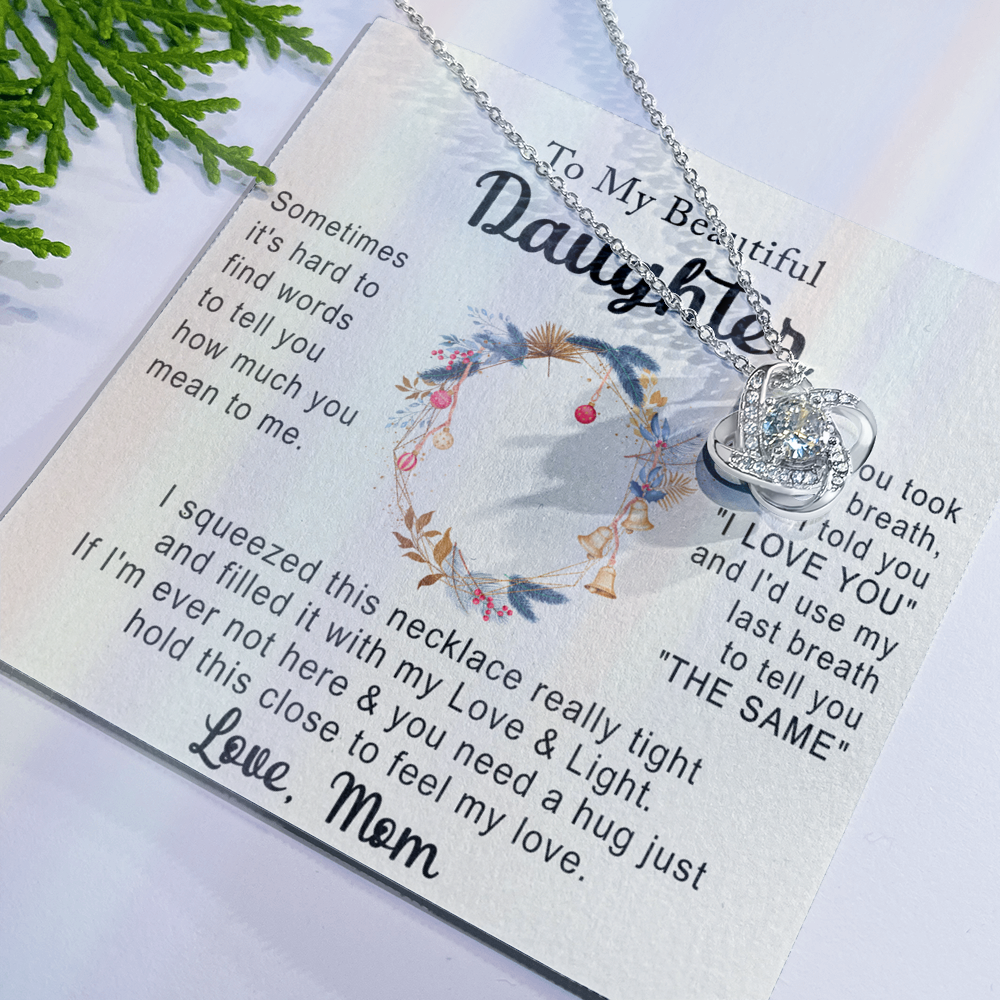 Personalized Necklace With Message Card And Box, Jewelry Custom Card For Daughter, To My Beautiful Daughter Necklace From Mom, Mother To Daughter Pendant From Mom Jewelry Gift For Girls