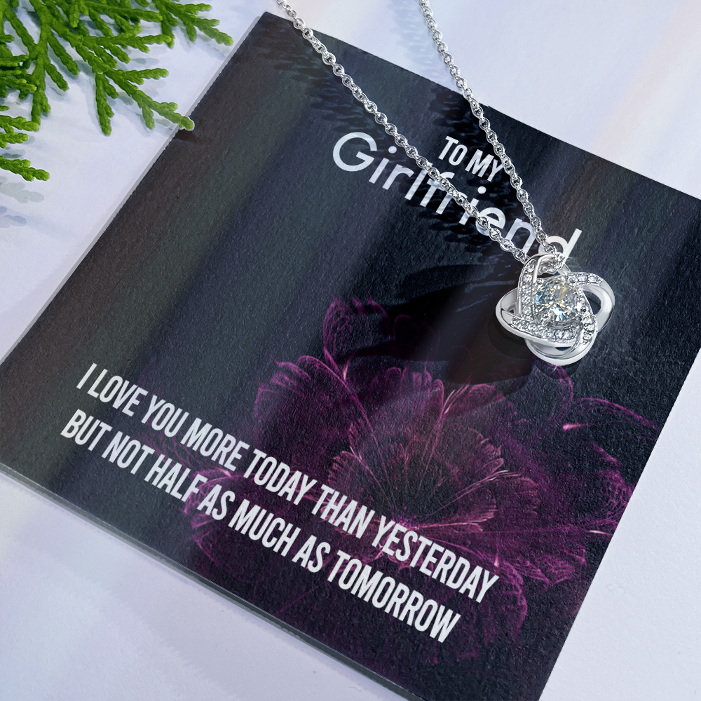 To My Girlfriend Necklace Romantic Girlfriend Birthday Gifts for Girlfriend From Boyfriend, Husband, Girlfriend Gift Necklace - Jewelry Gift For Girls, Love Knot Pendant Gift For Girlfriend, Soulmate