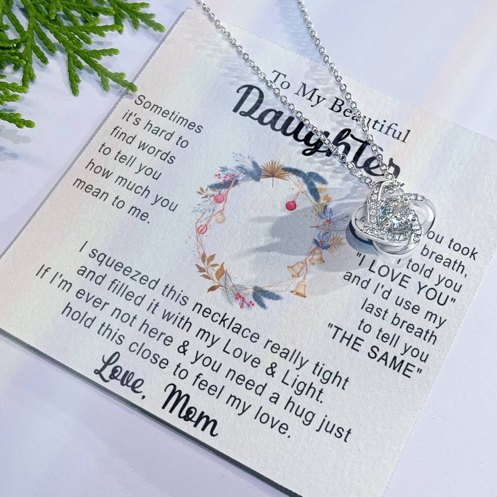 Personalized Necklace With Message Card And Box, Jewelry Custom Card For Daughter, To My Beautiful Daughter Necklace From Mom, Mother To Daughter Pendant From Mom Jewelry Gift For Girls