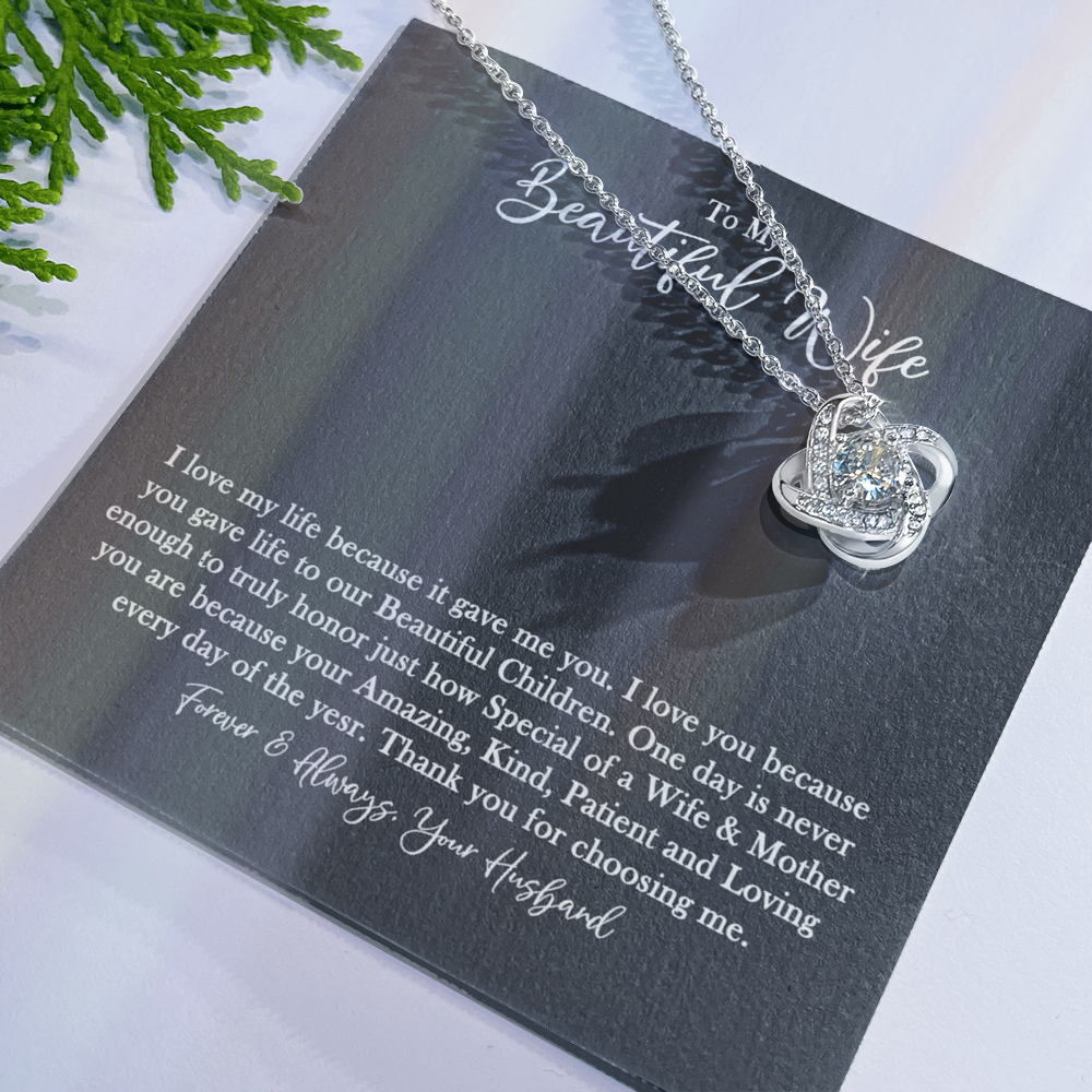 To My Beautiful Wife Necklace From Husband Valentines Day Necklace Gift For Wife, Soulmate Gift Necklace Personalized Gift Jewelry For Women, Romantic Gift Necklace, Because It Gave Me You Necklace
