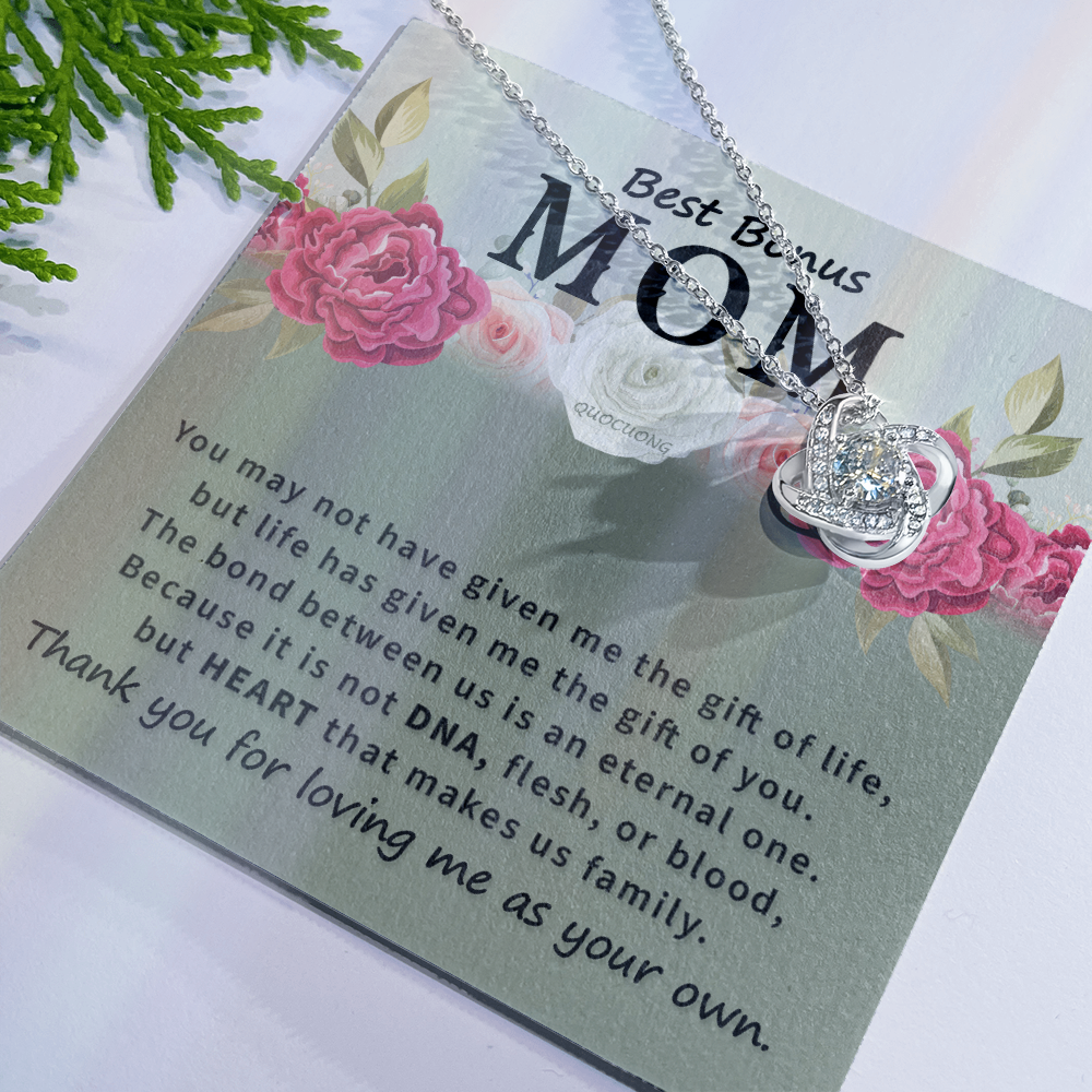 Bonus Mom Gifts from Bonus Daughter, To My Bonus Mom Necklace From Daughter, Necklace Gifts for Bonus Mom On Mothers Day, Anniversary, Mother And Daughter Necklace Gift For Mom, Mother Gift Necklace