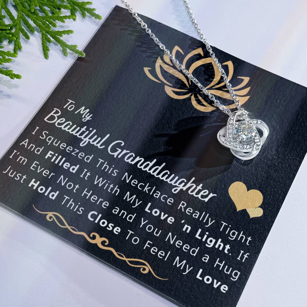 To My Beautiful Granddaughter Necklace From Grandma And Grandpa, To Granddaughter Love Knot Necklace, Gift Pendant For Granddaughtr, I Squeezed This Necklace Gift For Girls On Birthday, Anniversary