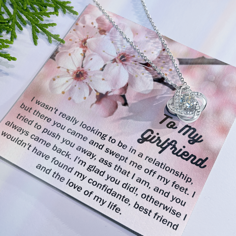To My Girlfriend Gift Necklace Gift For Girlfriend Christmas Gift for Girlfriend From Boyfriend, Husband, Girlfriend Gift Necklace - Jewelry Gift For Girls, Love Knot Pendant Gift For Girlfriend