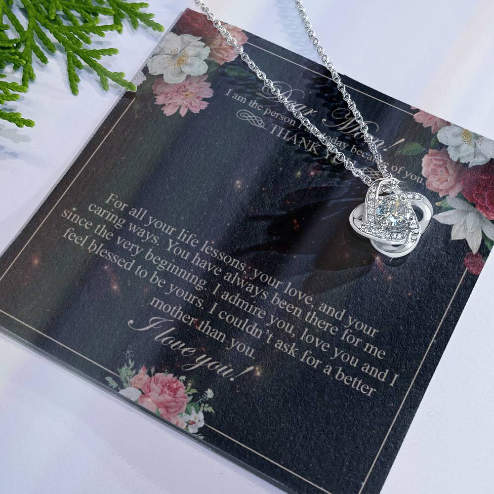 To My Mom Necklace, Gift For Mom On Mother's Day Thank You Mom Gifts From Kids Love Knot Necklace 6323