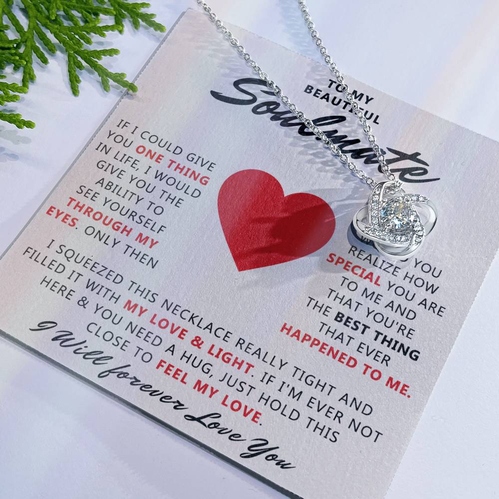 To My Beautiful Soulmate Necklace From Husband, Boyfriend, Anniversary For Wife Necklace, Jewelry Gift For Wife, Soulmate Gift Necklace for Her Romantic, Girlfriend Gifts Necklace Message Card