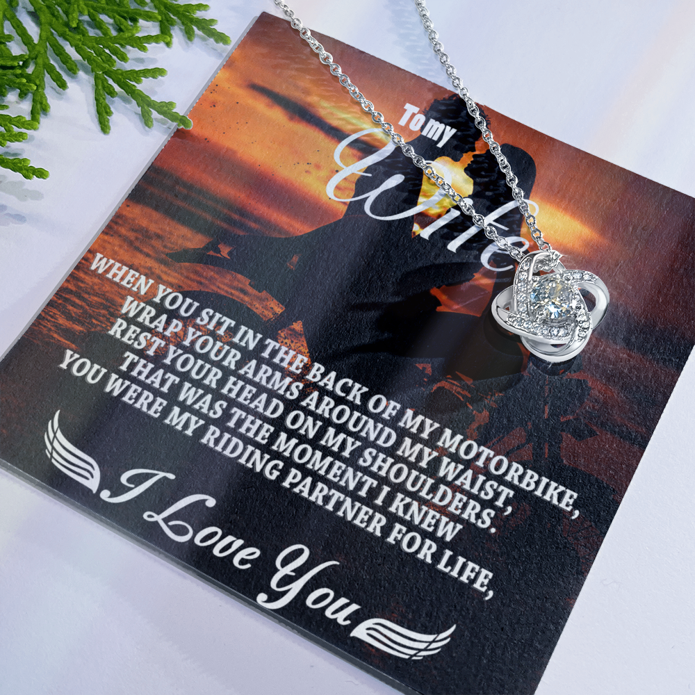 To My Wife Necklace From Husband, My Riding Partner For Life Necklace Gift For Wife From Men, Soulmate Gift Necklace Riding Partner Love Knot Necklace, Jewelry Gift For Women, I Love You Necklace
