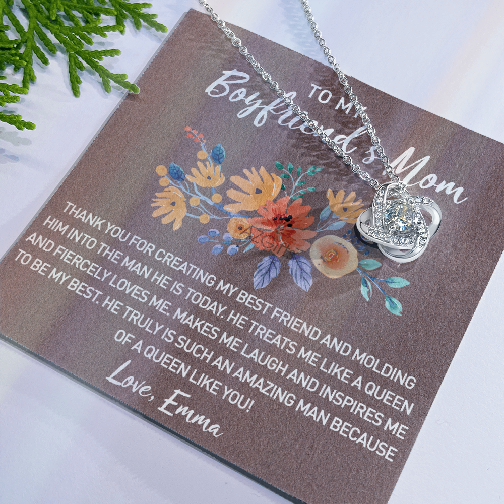 To My Boyfriend Mom Necklace From Girlfriend,  Pendant For Boyfriend's Mom Gift Necklace, Love Knot Necklaces For Boyfriends Mom Gift On Christmas, Mothers Day For Boyfriend Mom, Jewelry For Her