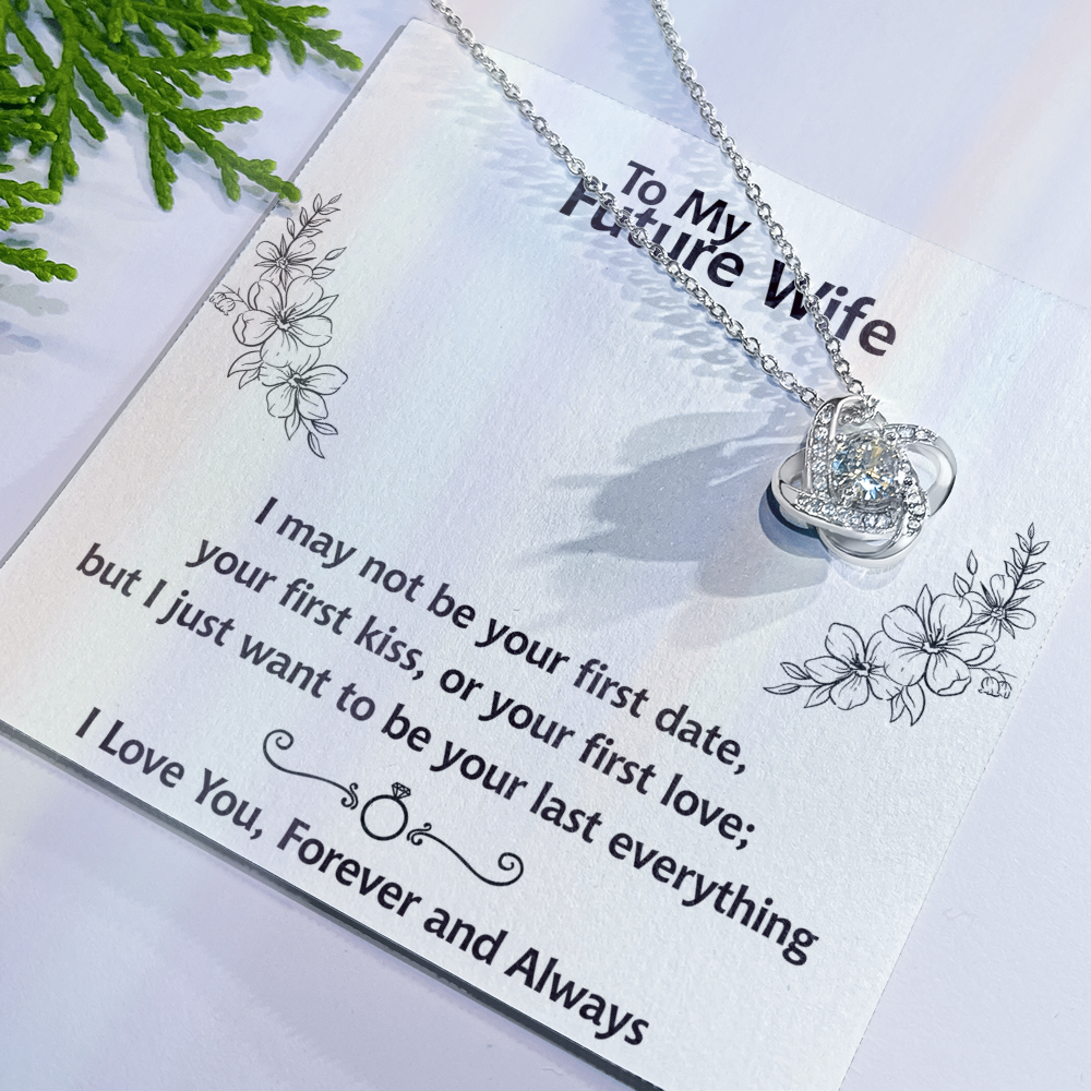 To My Future Wife Necklace, Love Knot Necklace For Girlfriend With Box And Message Card Soulmate Gift Necklace, Necklace For Her From Boyfriend, Jewelry Gift For Women, One Year Anniversary Pendant