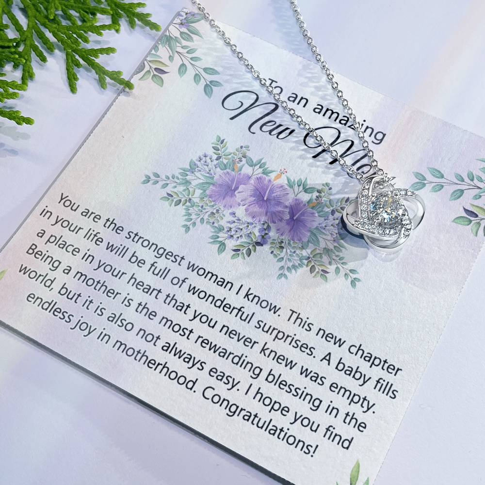 To An Amazing New Mom Necklace From Daughter, Mother's Day Necklace, First Mother's Day Jewelry Gift For Mom To Daughter Gift Mother's Day Love Knot Necklace Gift for Mom, New Mom Jewelry for Mom
