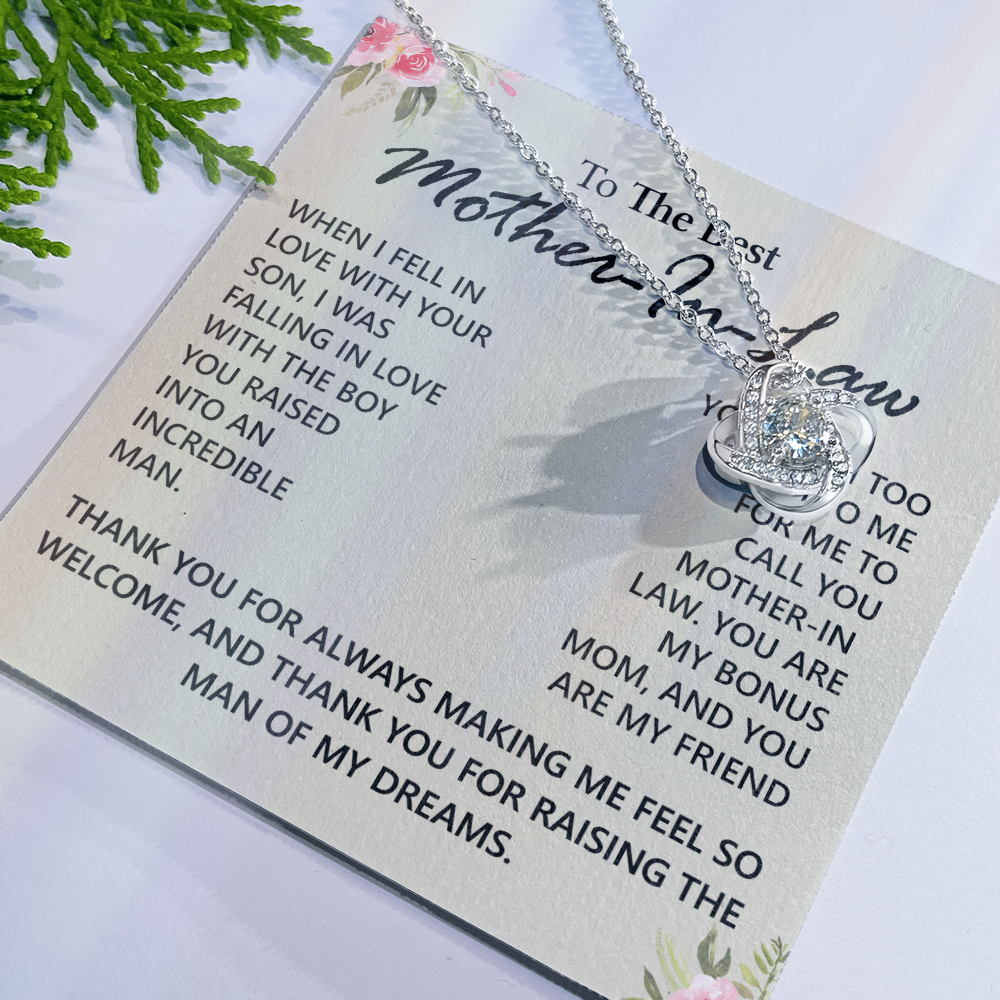To My Mother in Law Love Knot Necklace From Daughter, Pendant Gift for Mother's Day Birthday Gift Boyfriend's Mom, Mother In Law On You Wedding Necklace Gift For Mother In Law, Gift For Bonus Mom