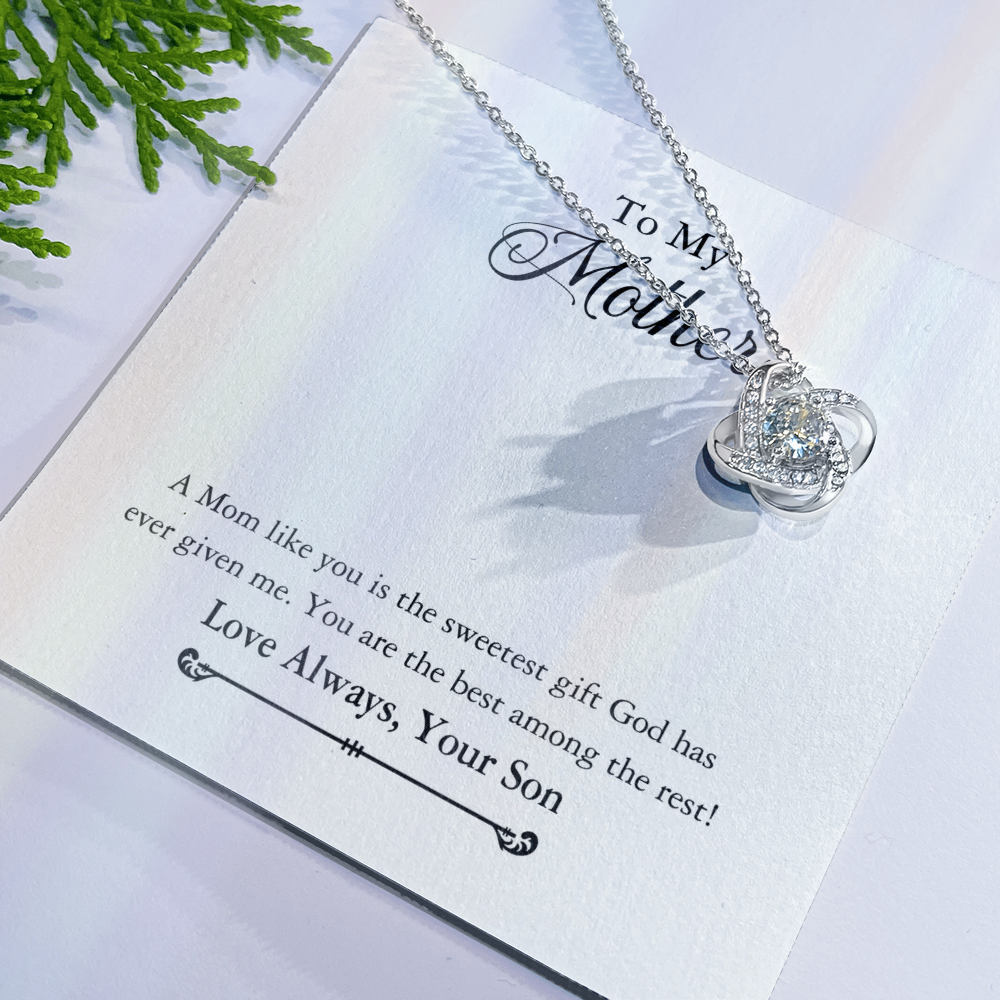 To My Mother Necklace Gift From Son, Happy Mother's Day Love Knot Pendant For Mom Necklace Gift Love Always Your Son For Mom, Mother Gift Necklace To Son, Mamato Be Gift Necklace From Son