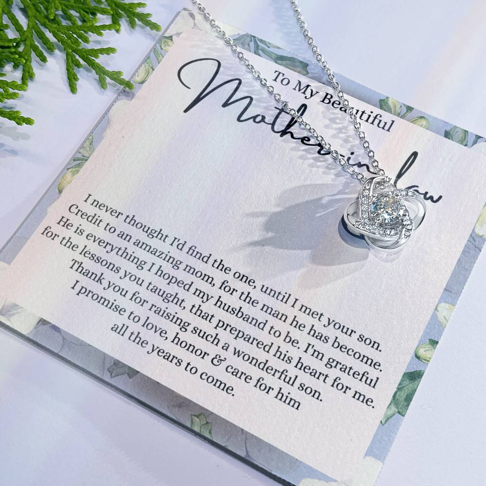 Mother In Law Gift Necklace, To My Beautiful Mother In Law Love Knot Necklace Gift From Daughter In Law, Mother And Daughter Gift Necklace Pendant, The Love Knot Necklace Gift For Mom Pendant Love Knot Necklace 6323