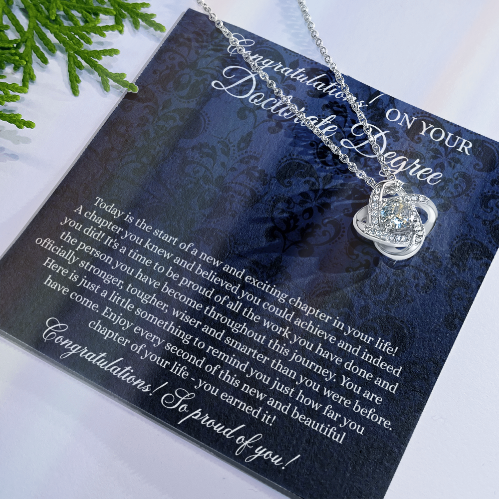 Doctorate Degree Graduation Gift Necklace Graduating Class of 2026 Necklace, Doctoral Degree Necklace Gift On PhD Graduation Gift Graduate New Doctorate Knot Pendant, Graduation Necklace Gift for Her