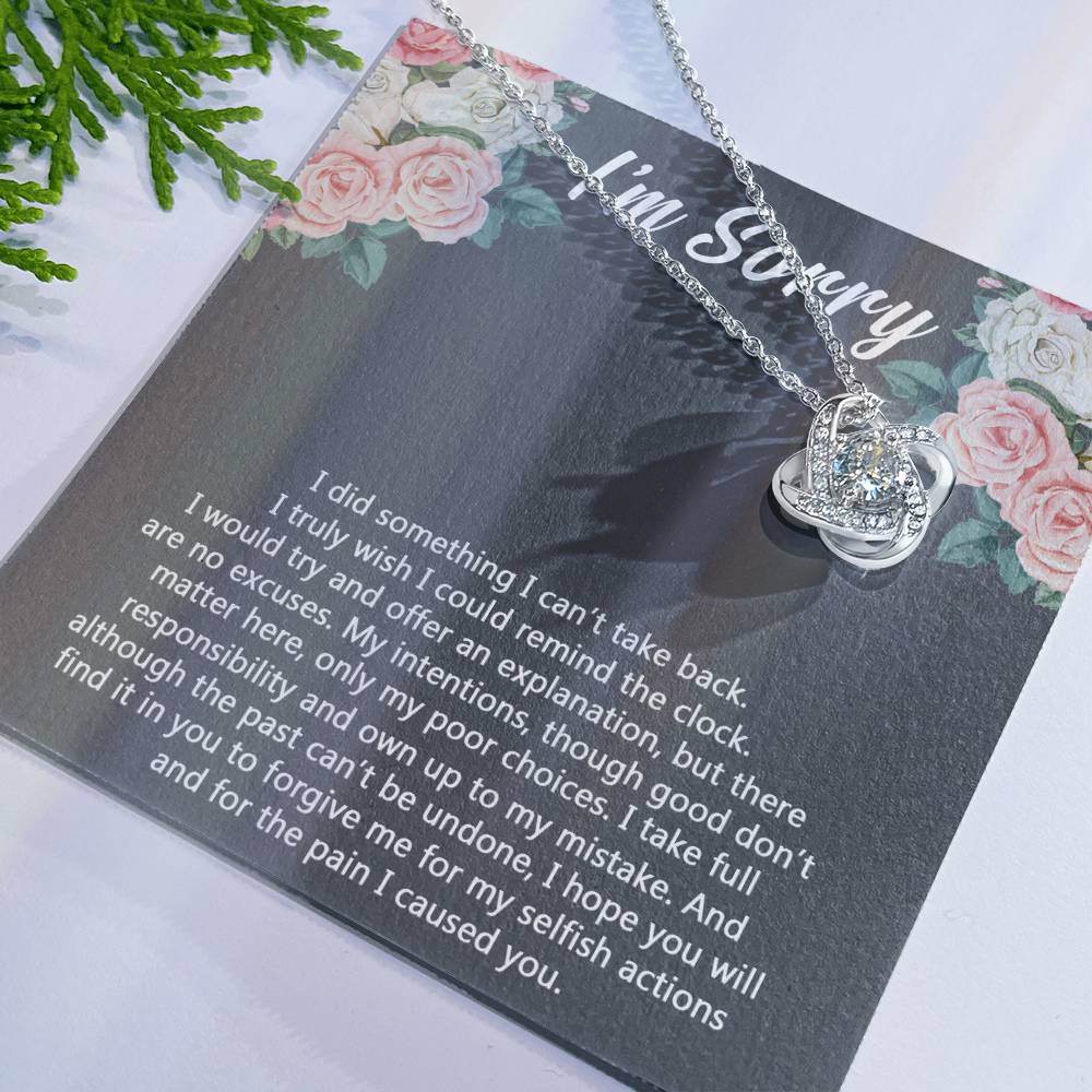 I'm Sorry Gift Necklace for Her, Apology Gifts Necklace for Girls, Woman Sorry Gift Necklaces with Meaningful Message Jewelry Sorry Gift Love Knot Necklace For Girlfriend Wife Soulmate Best Friend