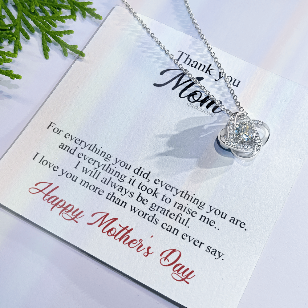 Thank You Mom Necklace Gift For Her, Happy Mother And Daughter Gift Necklace, To My Mom Necklace From Daughter, Thank You Card Gift For Mom On Mother's Day, Anniversary Necklace Gift For Her