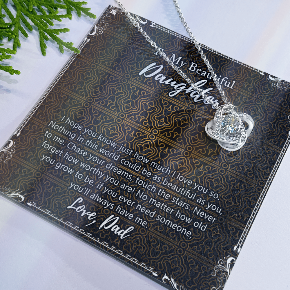 Daughter Gift Necklace, Father To My Beautiful Daughter Necklace From Dad, Jewelry Necklace Meaningful Pendant Personalized Necklace Gifts To Daughter, Father And Daughter Jewelry Gifts