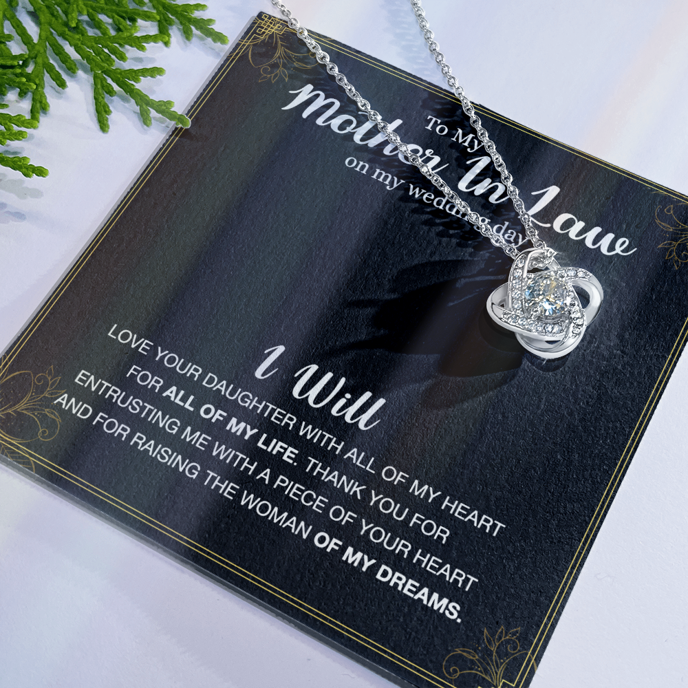 Mother In Law Gift Necklace, To My Mother In Law Love Knot Necklace Gift From Daughter, Mother In Law On My Weding Day Necklace, The Love Knot Necklace Gift On Wedding Day For Mother In Law Jewelry