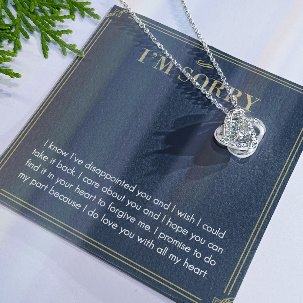 I'm Sorry Gift Necklace For Her, For Girlfriend, Soulmate, Please Forgive Me Gift Necklace, I'm Sorry Love Knot Necklace From Boyfriend, Husband - Love Knot Pendant Gift For Girlfriend, Soulmate