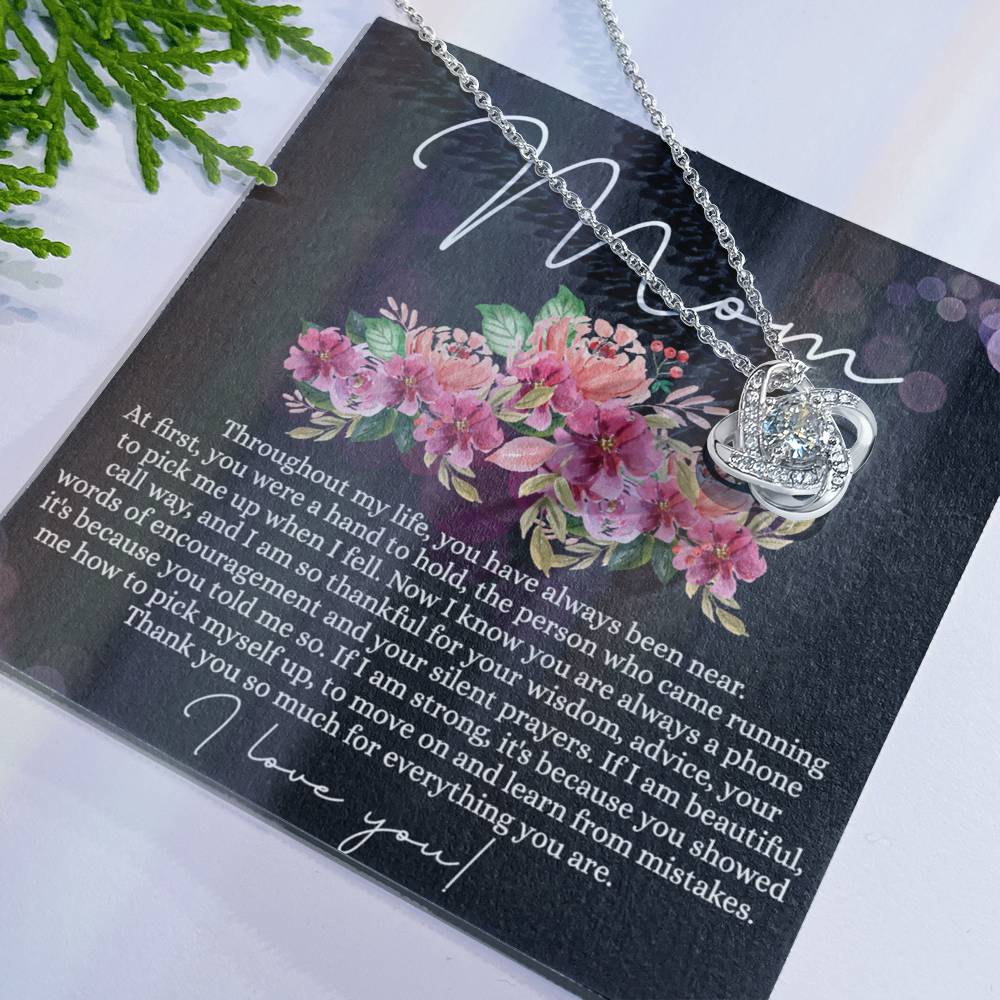 Mom Gift Necklace, To My Mom Love Knot Necklace From Daughter, Thank You Necklace Gift For Mom, Mother's Day Necklace Gift For Mom, Birthday Gift For Mom, Anniversary Jewlry Gift For Women Love Knot Necklace 6323