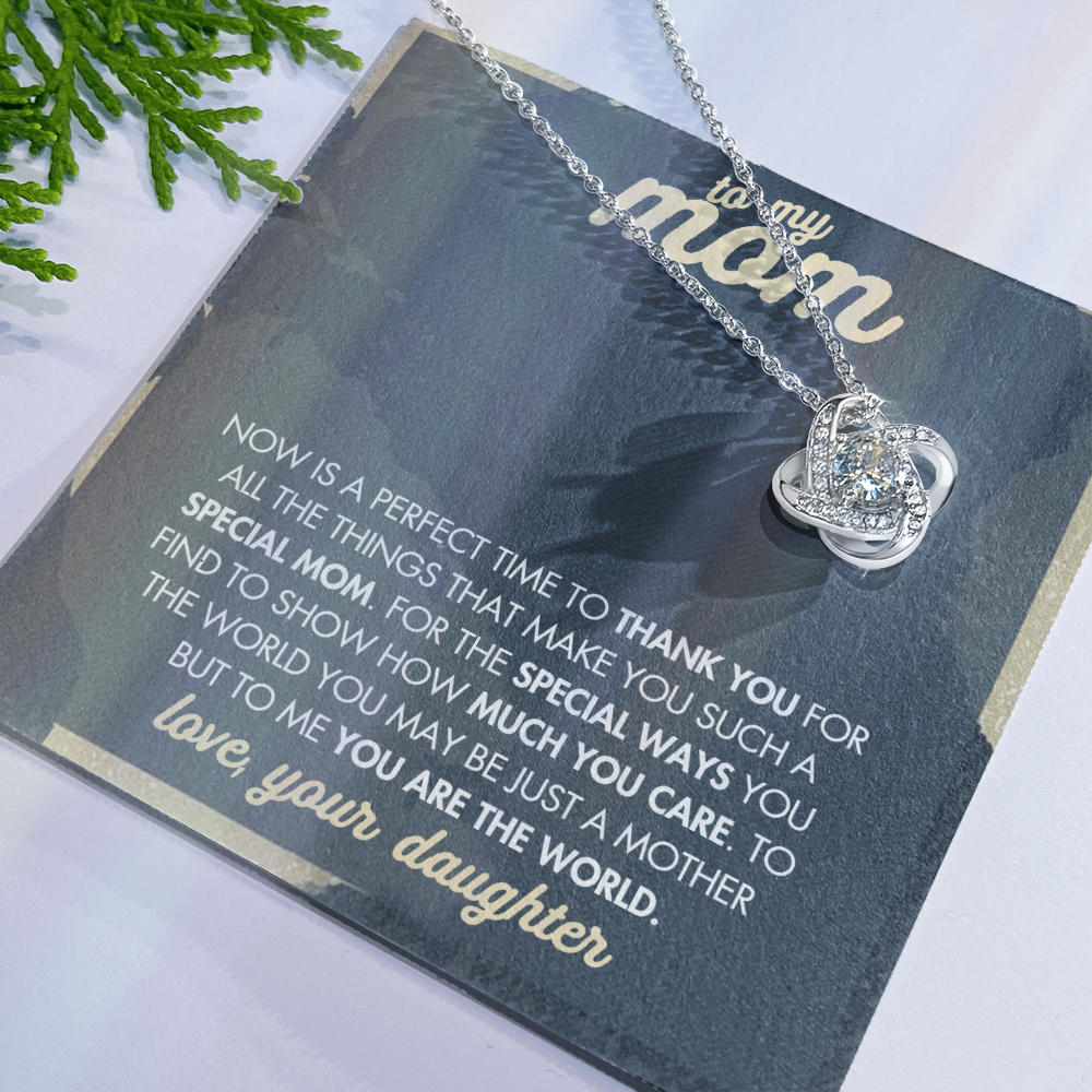 Mother And Daughter Necklace, To My Mom Love Knot Necklace From Daughter, Now Is A Perfect Time To Thank You Necklace Gift For Mom, Mother On Birthday Gift Anniversary Wedding Day Necklace For Mom