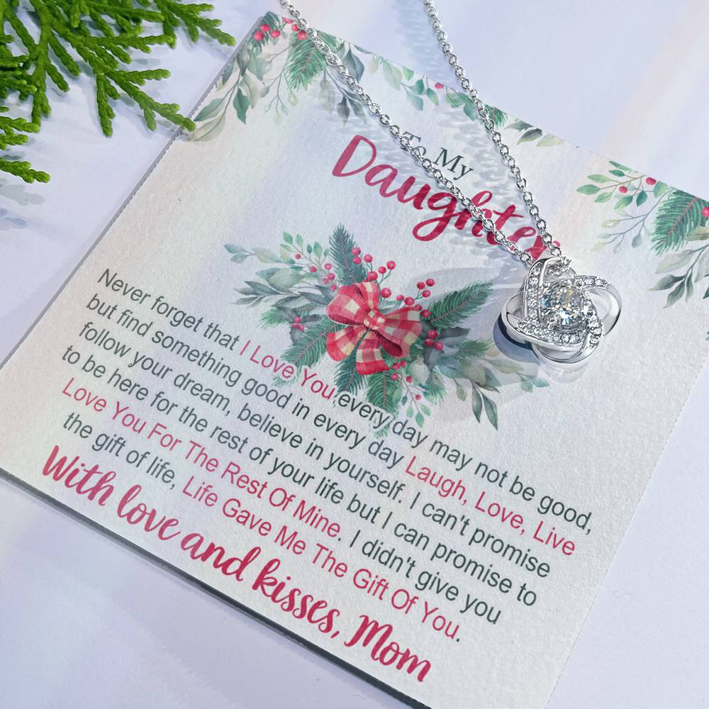 To My Daughter Gifts Necklace From Mom for Christmas Daughter's Graduation Gifts for Her, Mother To Daughter Necklace Christmas Card Pendant Mother And Daughter Jewelry Gift For Girls