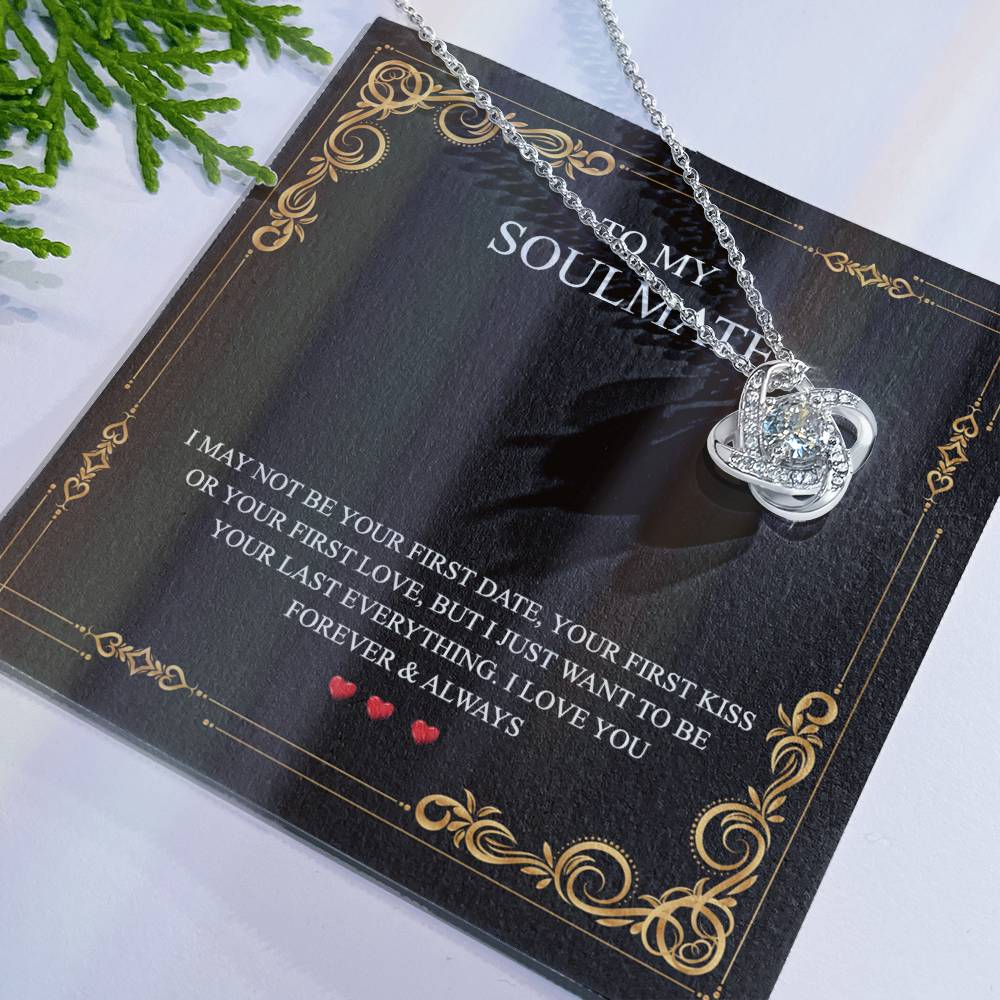 To My Soulmate Love Knot Necklace Gift From Husband To Wife, Girlfriend, Soulmate Gift Necklace On Valentines Day Anniversary, Christmas Necklace for Her Romantic, Jewelry Gift For Women
