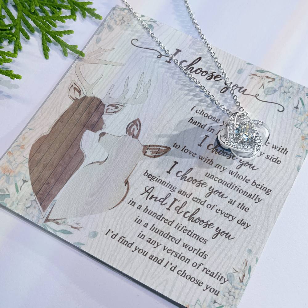 To My Smokin' Hot Doe Necklace From Husband, Boyfriend, I Choose You Hunting Love Knot Necklace Smokin' Hot Gift for Her Romantic, Girlfriend Gift Necklace Soulmate Gift Necklace With Message