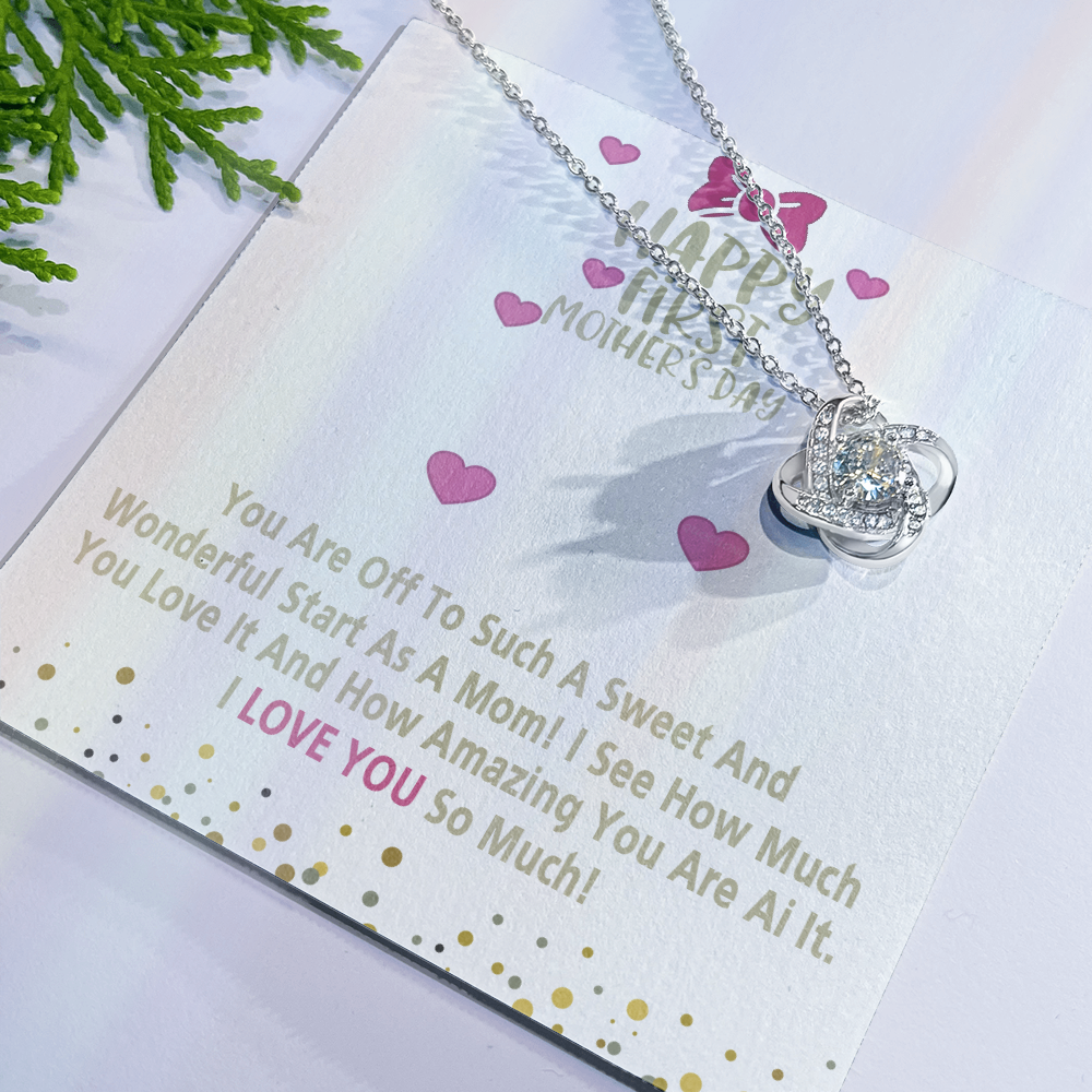 Happy Morther's Day Necklace, To My Mother Lovev Knot Necklace Gift Form Daughter, First Mother Day Necklace Gift, Mother And Daughter Gift Necklace For Mother Gift Necklace Jewelry Gift For Women