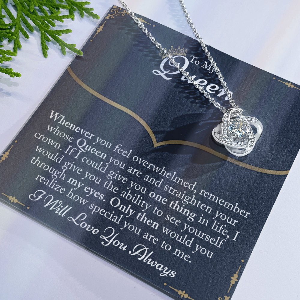 To My Queen Gift For Her Jewelry Gift Her Gift for Her Christmas Necklace From Boyfriend, Husband, Girlfriend Gift Necklace - Jewelry Gift For Girls, Love Knot Pendant Gift For Girlfriend, Soulmate
