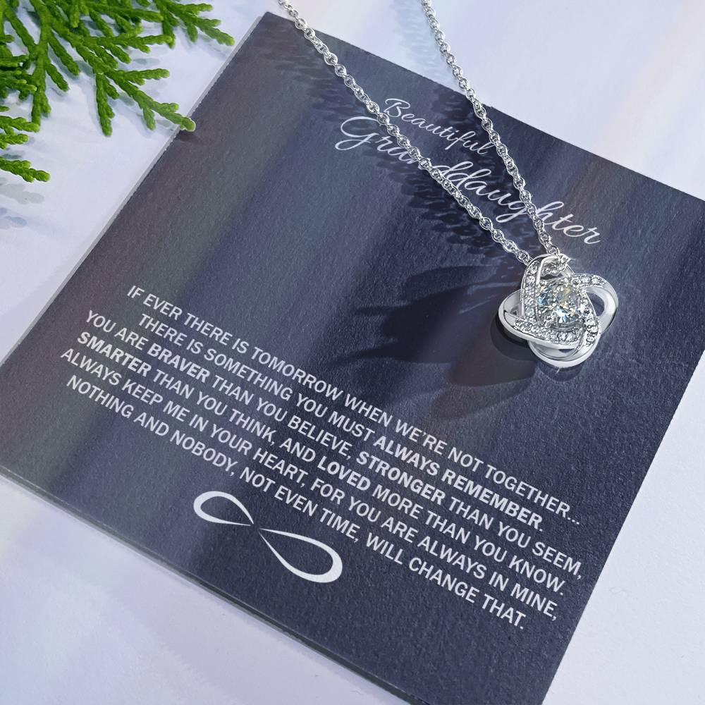 To My Beatiful Granddaughter Love Knot Necklace From Grandma - Granddaughter Gift Necklace, Pendant Keepsake Gifts For Granddaughter, Jewelry Gift For Girls On Birthday, Graduation Gift, Christmas