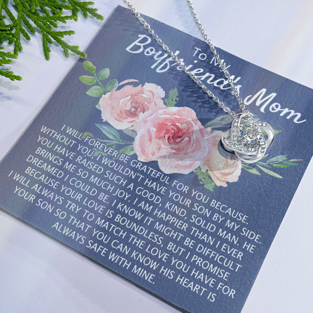 To My Boyfriend's Mom Necklace From Girlfriend, Mother's Day Necklace, Birthday For Boyfriend's Mom, Boyfriend's Mom Love Knot Necklace Jewelry For Women Gifts For Boyfriends Mom From Girlfriend Mom