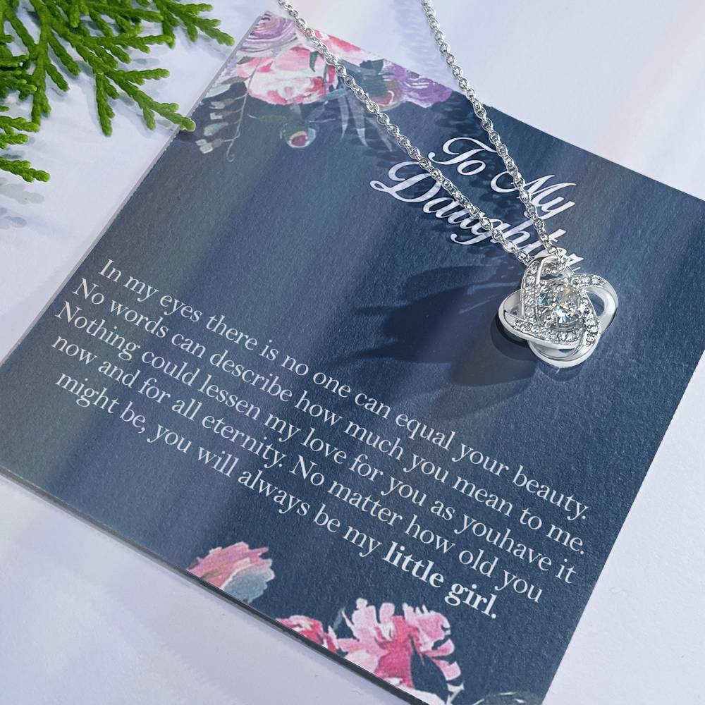 To My Daughter Love Knot Necklace From Mom, Mother And Daughter Pendant Gifts Necklace, To Daughter Pendant Gift From Mom, Little Girl Necklace Gift From Mother, Daughter Mom Jewelry Gift For Girls