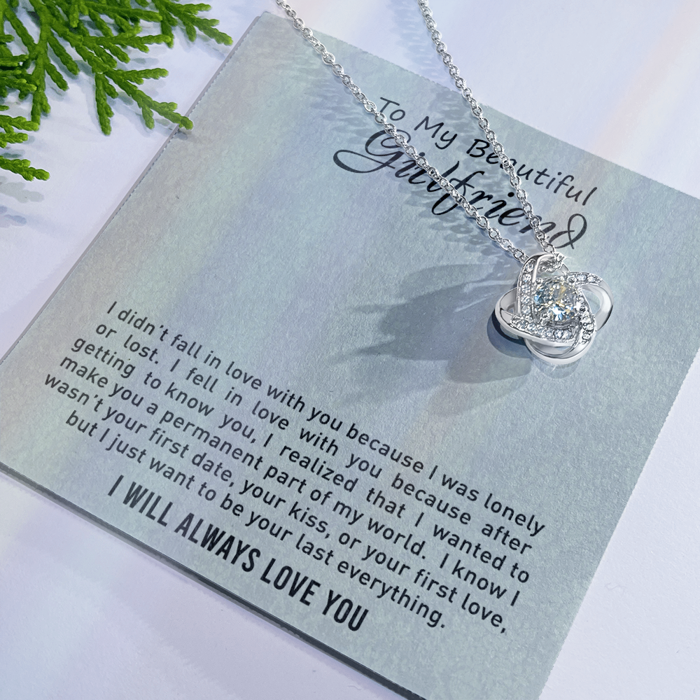 To My Beautiful Girlfriend Love Knot Necklace From Boyfriend, Husband, Girlfriend Gift Necklace - Love Knot Pendant Gift For Beautiful Girlfriend, Soulmate Gift Necklace To Girlfriend From Boyfriend