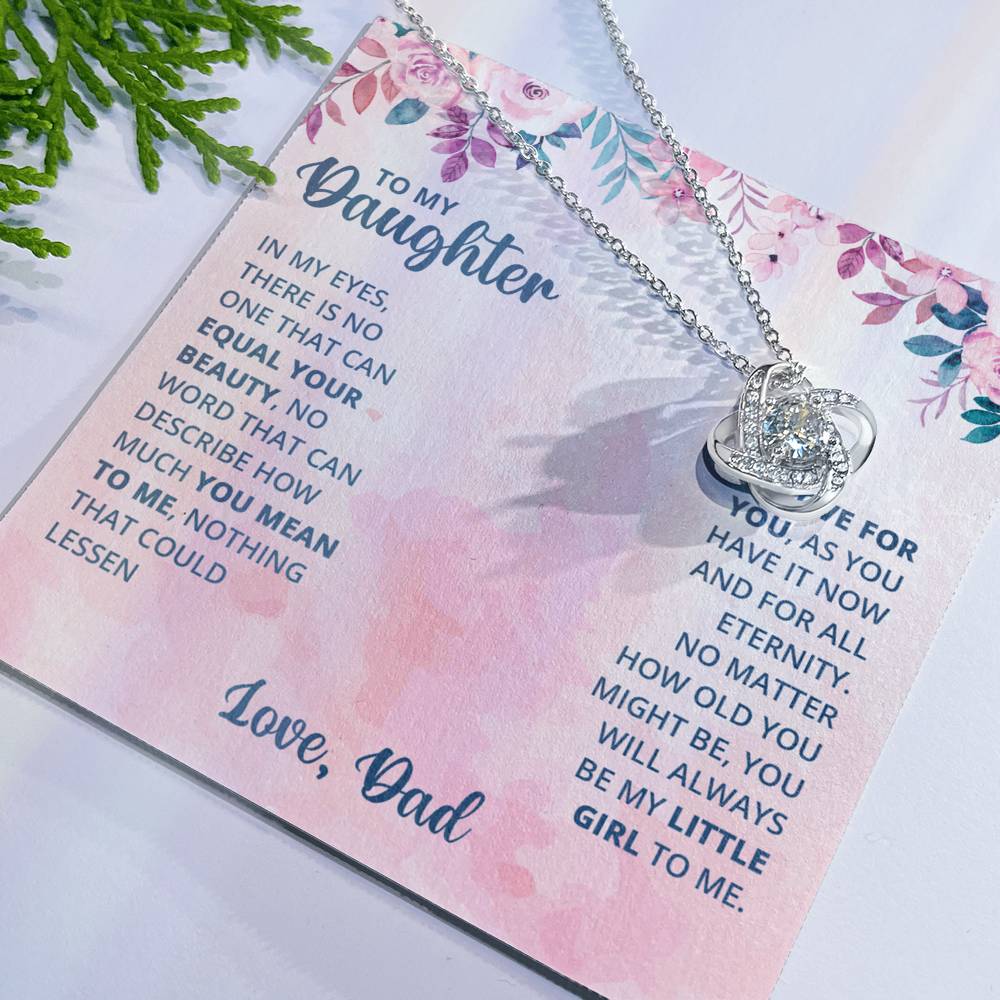 Father To Daughter Gifts Necklace From Dad, Father And Daughter Love Knot Necklace, To My Daughter Necklace From Daddy On Graduation, Birthday, Valentines, Christmas For Daughter Beautiful Girl