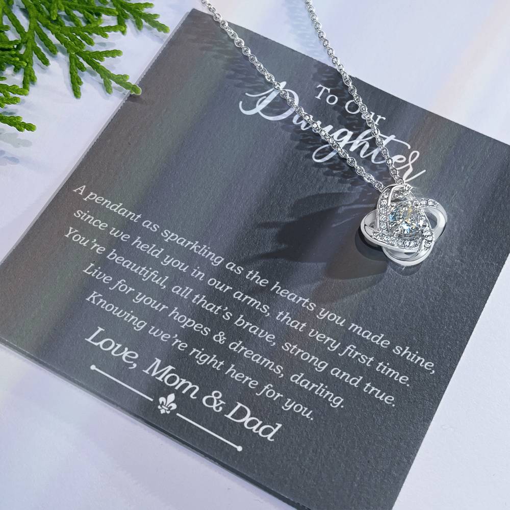 Daughter Gift Necklace, To My Daughter Gift Necklace From Mom And Dad , Step Daughter Necklace, Stepdaughter Gifts from Stepmom Stepdad Gifts from Stepdad Includes Message Card and Gift Box