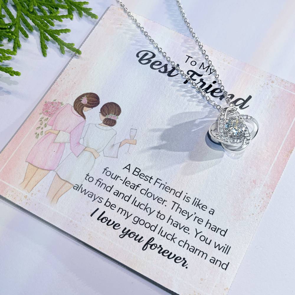 Best Friend Party Gift Necklace, Gift Pendant For BBF On Wedding, To My Best Friend Necklace From Friend BFF, Best Friend Love Knot Necklace Gift On Birthday, Anniversary, Christmas