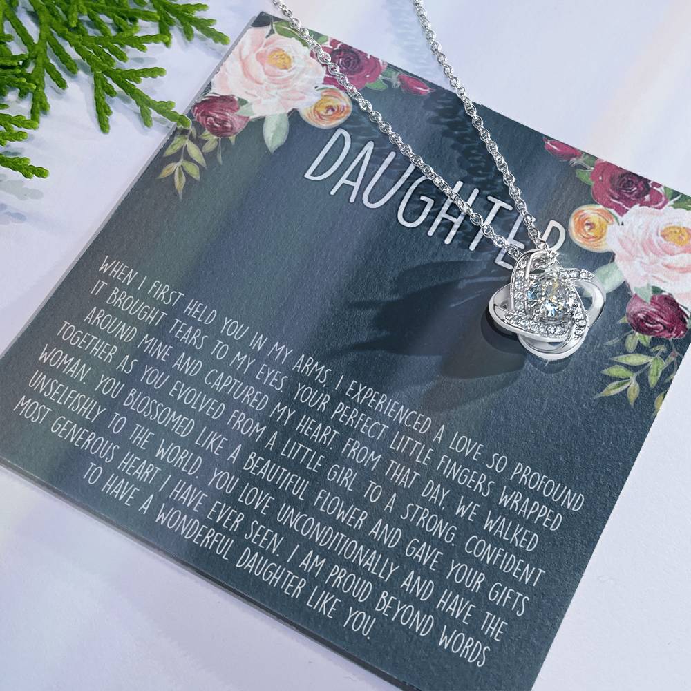 To My Daughter Love Knot Necklace From Parent And Daughter Love Knot Pendant Gift For Daughter From Mother Father To Daughter Love Knot Jewelry Gift For Girls, Wonderful Daughter Necklace