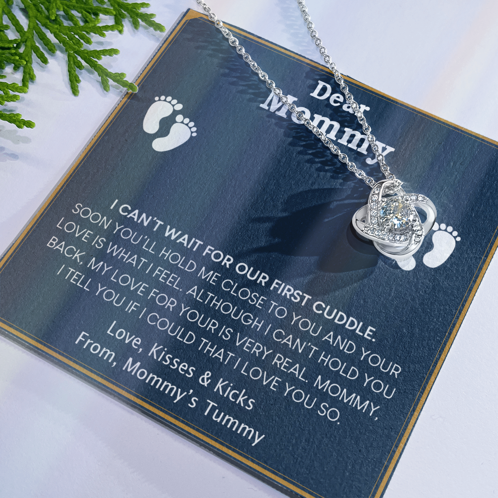 Pregnant Mom Gift Love Knot Necklace, Mother's Day Gift,New Mom Gift