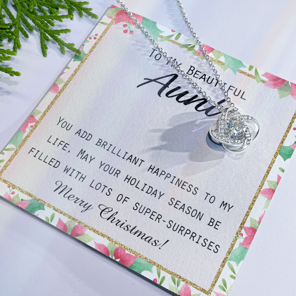To My Beautiful Aunt Christmas Gift Forever Love Necklace Auntie Jewelry Gift For Girls And Box from Niece or Nephew Merry Christmas Gift for Aunt Jewelry For Girls