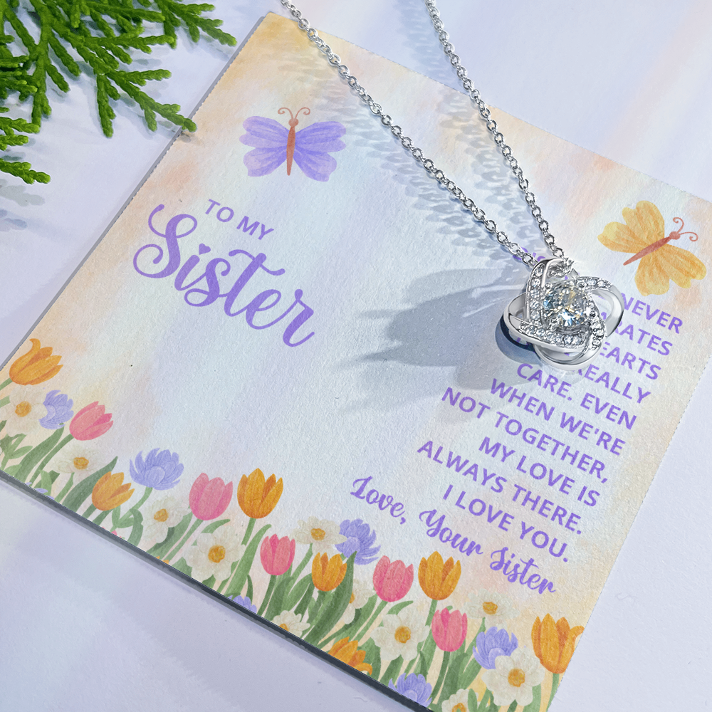 Personalized Jewelry Gift Necklace - To My Sister Love Knot Necklace From Sister, Brother, Sister Gift Necklace On Wedding Gift from Bride, Sister the Bride Necklace, Thank you Gift Pendant Sister