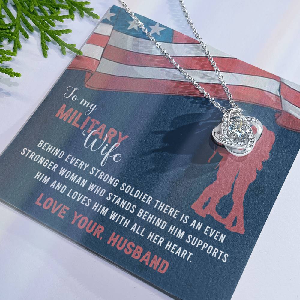 To My Military Wife Necklace From Husband Love Knot Military Necklace Gift For Wife Husband To Wife Love Knot Pendant For Wife Military Jewelry Gift For Women Army Gift Necklace Military Pendant