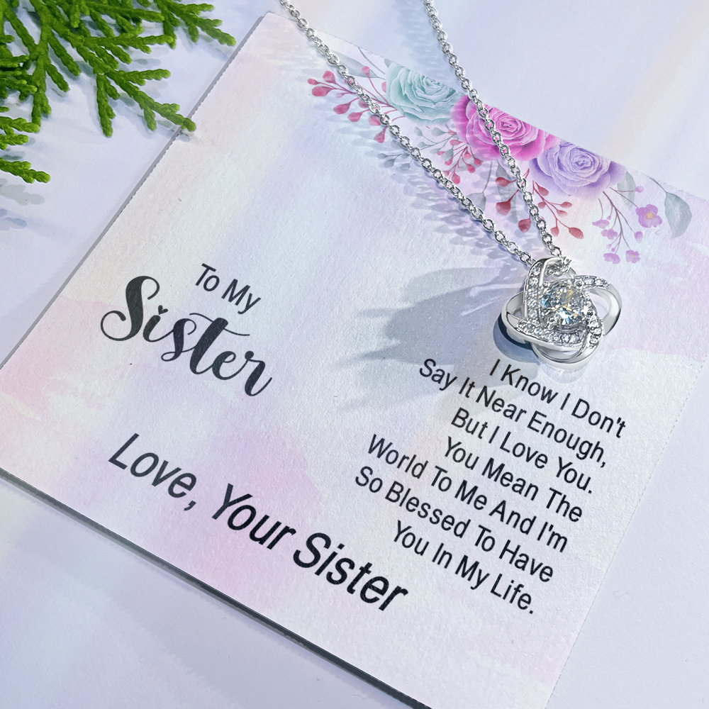 To My Soul Sister Love Knot Necklace, Sisters at Heart, Sister Necklace Gift From Sister Love Knot Pendant, BFF Gift Necklace, Unbiological Sisters Gift Necklace Sister in Law Bonus Sister Necklace