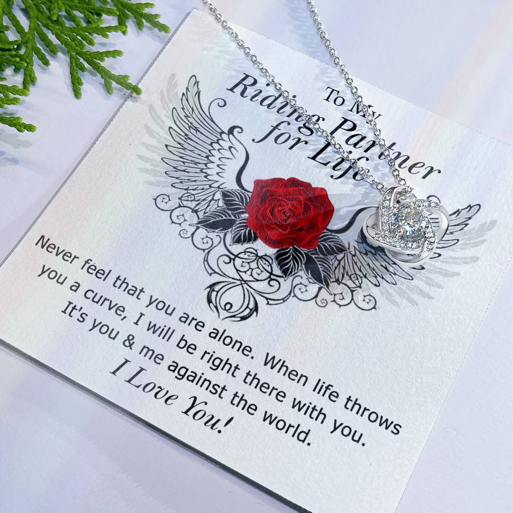 To My Riding Partner for Life Love Knot Necklace, Gift Necklace For Girlfriend, Gift Necklace To My Wife, Soulmate Gift Necklace For Her Luxury Jewelry Necklaces Gift On Birthday, Xmas, Anniversary