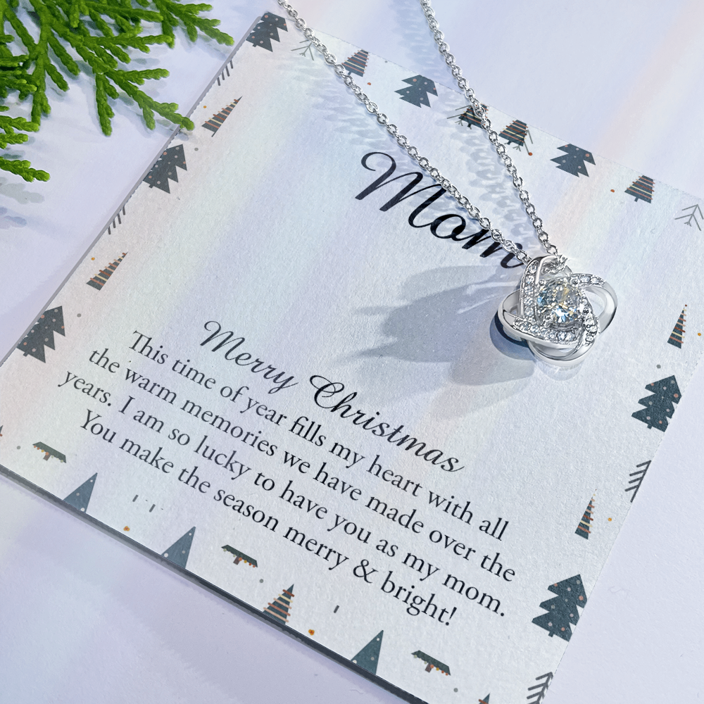 To My Mom Necklace, To My Mom Love Knot Necklace From Daughter Son To Mom Mother In Law Pendant Christmas Necklace Gift For Mother In Law Gift Necklace, Merry Christmas Necklace Gift For Mom, Mommy