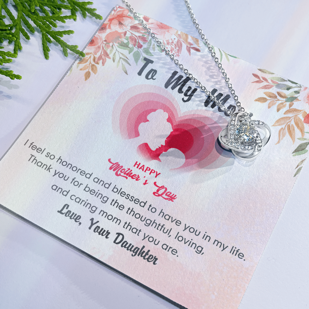 Happy Mother's Day Necklace, To My Mom Love Knot Necklace From Daughter, Badass Mom Necklace Gift For Mom Thank You Necklace Gift For Mom, Mother And Daughter Jewelry Gift For Women, Bonus Mom