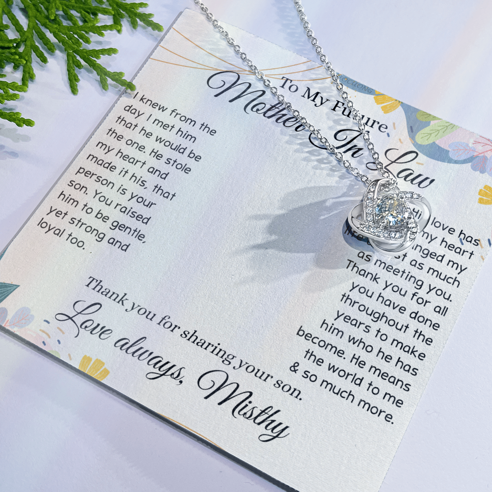 To My Future Mother In Law Necklace, To My Mother In Law Love Knot Necklace Gift From Son, Personalized Gift Necklace for Mother-In-Law From Son, Wedding Gift Necklace Bride Groom To Mother In Law