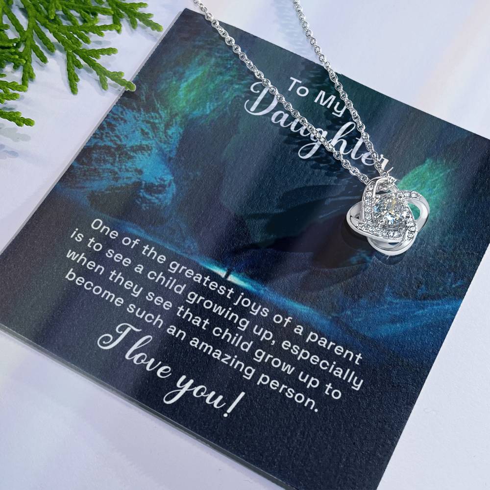 To My Daughter Love Knot Necklace From Parent, Daughter Gift Necklace From Mom, Step Daughter Necklace, Gift Necklace For Stepdaughter, Bonus Daughter Gifts, Step Daughter Gifts Love Knot Necklace
