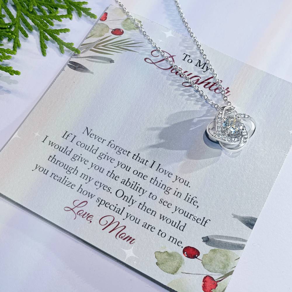 To My Daughter Necklace From Mom, Christmas Necklace with Message Card and Gift Box For Daughter, Mother And Daughter Necklace Gift On Birthday Wedding Graduation Gift Never Forget Necklace