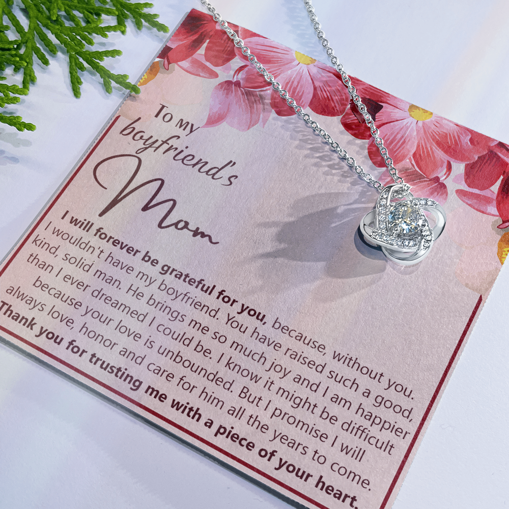 To My Boyfriend's Mom Necklace From Girlfriend Mom, Boyfriends Mom Love Knot Necklace, Boyfriend's Mom Gift Necklace, Boyfriend's Mom Gifts Necklace On Mother's Day, Xmas Present Jewelry For Women